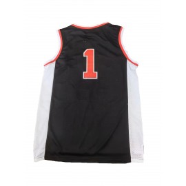 1 Basketball Jersey, Black Basketball Shirt For Training Competition, Sports Uniforms Suitable For Summer Black S-3XL