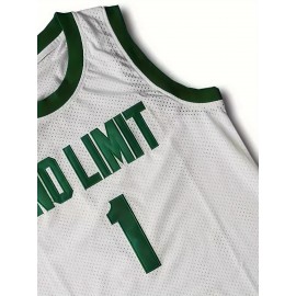White Basketball Suit Embroidered V-neck Men's Sports Vest Polyester Mesh Training Suit S-3XL