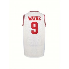 Men's #9 Embroidered Basketball Jersey - Retro Style Polyester Sports Shirt, Round Neck, Loose Fit, Black & White, S-3XL for Team Sports & Casual Wear