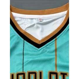 Men'S Basketball Suit # 1 Light Green Round Neck Embroidered Polyester Knitted Loose Micro Elastic Fabric S-XXXL