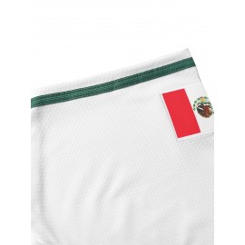 1pc Mexico Men'S V-Neck Baseball Jersey - Breathable Polyester Sports Top with Lettering and Emblem, Casual Loose-Fit for Training and Beachwear, Available in Black, White, and Red