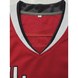 Men'S #00 Embroidery Red ice hockey Sport Jersey : V-neck short sleeves Breathable Sports Uniform For Training Competition