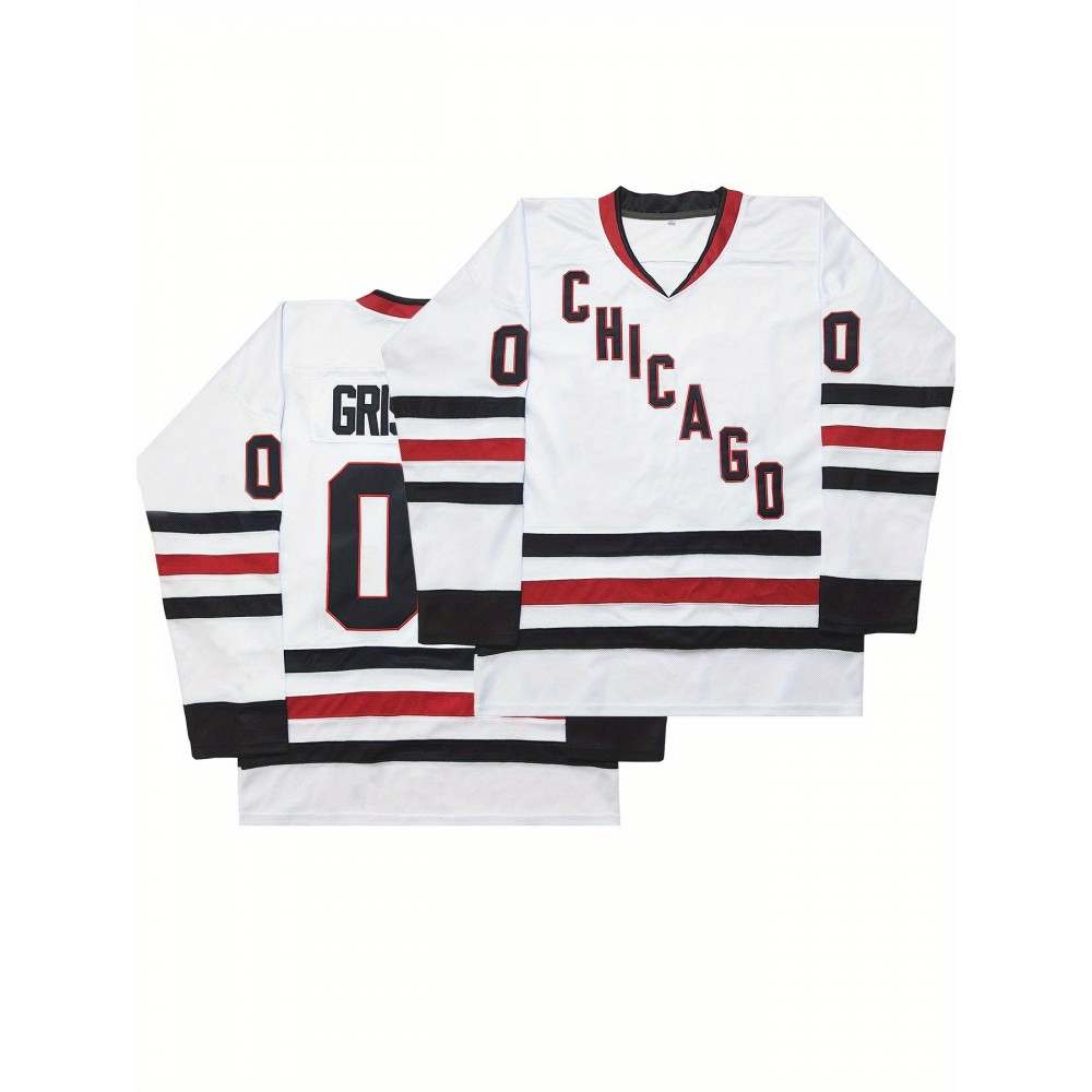 Men'S #00 Embroidery White ice hockey Sport Jersey : V-neck short sleeves Breathable Sports Uniform For Training Competition