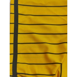 Men's #12 Yellow Stripes Baseball Jersey, Classic Retro Letter Embroidery Design Breathable Short Sleeve T-Shirt