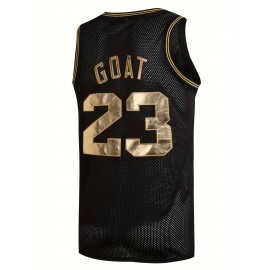 Men's 23# Throwback Basketball Jersey, Vintage Embroidered Crewneck Breathable Race Training Uniform