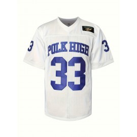 Men'S American Football Jersey, Men'S V-neck Short Sleeve Breathable Active 33 Letter Embroidery Stitched Party Clothing, Outdoor Street