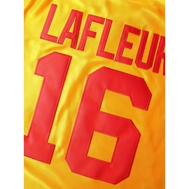 1pc LAFLEUR 16 Retro Vibrant Yellow Sports Jersey - Embroidered Lettering, Breathable & Moisture-Wicking Polyester, V-Neck, Short Sleeve, Loose Fit for Casual, Streetwear, Team Sports, Party - Unisex Adult & Youth Football Top