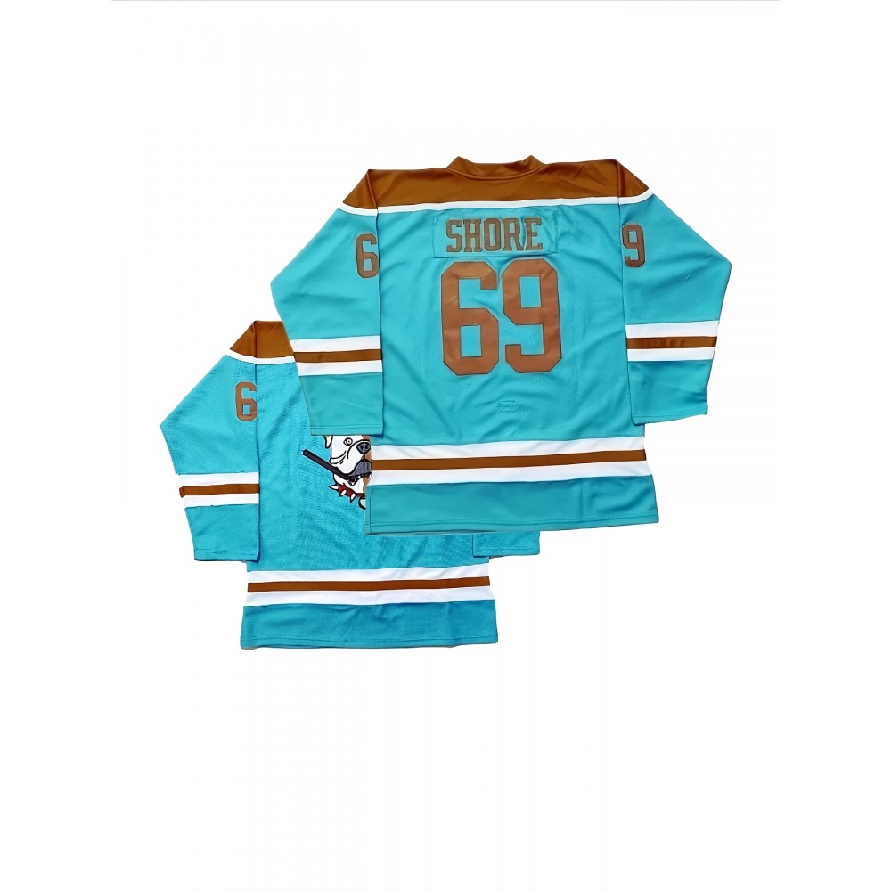 Men'S Blue # 69 Ice Hockey Sports Shirt, Loose Embroidered Long Sleeves, Sports Fashion Casual, Street Breathable