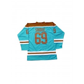 Men'S Blue # 69 Ice Hockey Sports Shirt, Loose Embroidered Long Sleeves, Sports Fashion Casual, Street Breathable