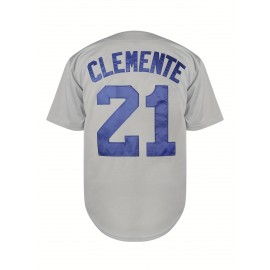 Men's #21 Vintage Baseball Jersey Shirt - Retro Style, Short Sleeve, V-Neck, Polyester, Breathable, Lightweight, Athletic Fit, Machine Washable, for Baseball, Parties, and Casual Wear