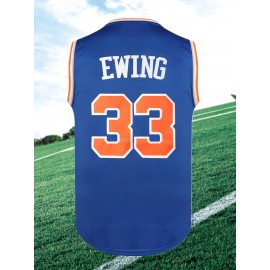 Men's #33 Embroidered Breathable Polyester Basketball Jersey - Sleeveless, Loose Fit for Casual & Team Sports, Perfect for Summer Outdoor Training