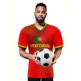 Professional Sports Fabric Men'S Creative Pattern Print Country Home Soccer Jersey T-shirt
