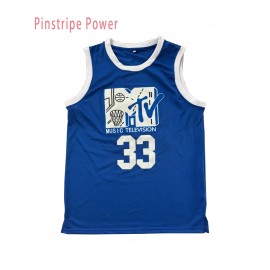 Men'S # 33 Blue Embroidered Breathable Polyester Basketball Shirt - Sleeveless Loose Fit Suitable For Casual And Team Sports Summer Outdoor Training S-3XL