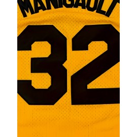 Men's #32 Basketball Jersey - J.C. Smith Maughalt, Yellow and Black Sports Uniform, V-Neck, Polyester, Sizes S-XXXL, Ideal for Team Sports, Training, and Casual Wear, Sports Jersey|Athletic Style| Detailing