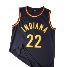 Men's #22 Indiana Park Basketball Jersey - Breathable, Comfortable Sleeveless Sports Training Uniform with V-Neck Design, Black, Sizes S-3XL, Team Sports Uniform | Relaxed Fit Jersey | Glossy Fabric