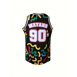 90 Basketball Jersey Stitched Men's Basketball Top Polyester Sleeveless Basketball Suit Black S-3XL