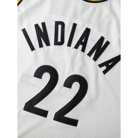 Men's Indiana 22 Basketball Jersey, Polyester Knit Fabric, V-Neck, Loose Fit, Quick-Dry, Breathable, for Casual & Athletic Wear, Sizes S-3XL