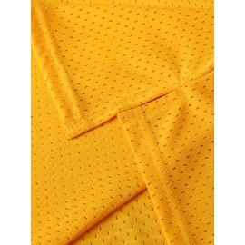 Men's Yellow Basketball Jersey #14 - Breathable Polyester Loose Fit Round Neck Embroidered Design for Sports & Casual Wear - Machine Washable - Ideal for Team Games, Outdoor Activities, and Parties