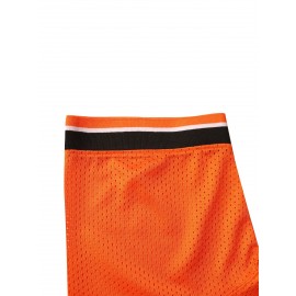 Men's #23 Orange Embroidered Baseball Jersey - V-Neck Loose Fit Polyester Shirt with Black Accents, Breathable & Durable for Casual, Team Sports, Outdoor Activities (S-3XL), Casual Streetwear, Sporty Look, Embroidered Detailing