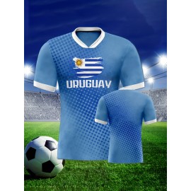 Professional Sports Fabric Women's Creative Graphic Print South American National Team Football Jersey T-Shirt, As Gifts For Sports Fans