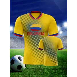 Professional Sports Fabric Women's Creative Graphic Print South American National Team Football Jersey T-Shirt, As Gifts For Sports Fans