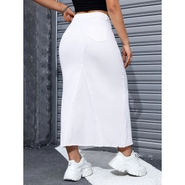 Fashion Comfy Long Denim Skirt, Versatile & Stylish Long Skirt For Every Day, Women's Clothing