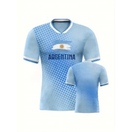 Professional Sports Fabric Women's Creative Graphic Print South American National Team Football Jersey T-Shirt, As Gifts For Sports Fans