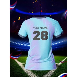 [Customized Football Shirt] Customized Breathable V-Neck Football Shirt Tops | Women's Team Personal Training Sports Fitness Comfortable Quick Drying Daily Leisure