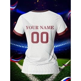 Customized Name & Number Women's V-Neck Football Jersey - Breathable Quick-Dry Moisture-Wicking Fabric, Team Training & Casual Wear with All-Over Print Design, Regular Fit for Spring Summer Fall, Personalized Football Jersey, Durable Sports Apparel