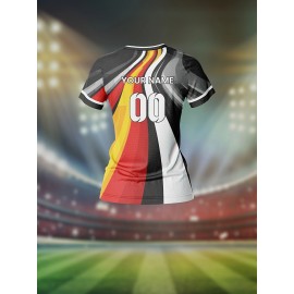 Customizable Women's V-Neck Football Jersey - Moisture-Wicking Quick-Dry Breathable Sports Top with Team Name & Number, Loose Fit Retro Street Style for Soccer, Basketball, Baseball, Ice Hockey - Spring/Summer/Fall Training & Casual Wear