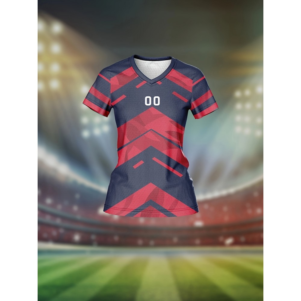 Customizable Women'S V-Neck Soccer Jersey - Personalized Team Training & Fitness Top with Name and Number, Breathable, Quick-Dry, Ideal for Casual Wear in Spring/Summer/Fall, Spring Jersey | Stylish Soccer Top | Quickdry Fabric