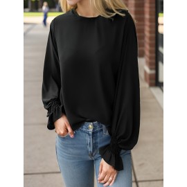 TooluckWomens Casual Tops Blouses Long Sleeve Ruffle Sleeve Loose Shirts