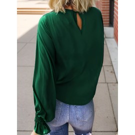 TooluckWomens Casual Tops Blouses Long Sleeve Ruffle Sleeve Loose Shirts