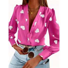 Women's Business Casual Tops Summer Long Sleeve Silk Button Down Shirts V Neck Chiffon Blouse