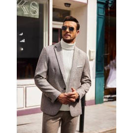 Plus Size Men'S Slim Fit Turtleneck Sweater Casual Warm Pullover Sweater Ribbed Sweater, Basic Style Top, Perfect for Fall/Winter Daily And Outdoor Wear