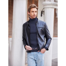 Plus Size Men'S Slim Fit Turtleneck Sweater Casual Warm Pullover Sweater Ribbed Sweater, Basic Style Top, Perfect for Fall/Winter Daily And Outdoor Wear