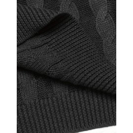 Men'S Shawl Collar Pullover Sweater Slim Fit Casual Button Cable Knit Sweaters, Plus Size
