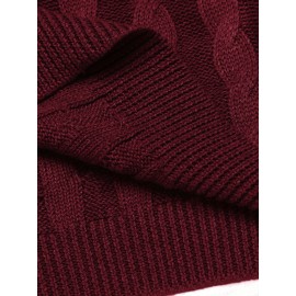 Men'S Shawl Collar Pullover Sweater Slim Fit Casual Button Cable Knit Sweaters, Plus Size