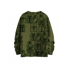 Men'S Winter Coat & T-Shirt - Long Sleeve Round Neck Thermal Base Layer, Olive Green with All-Over Print, Regular Fit Casual & Formal Wear, Warm Layering Top for Cold Weather, Versatile Everyday & Formal Outfits, Durable & Comfortable Men'S Fashion