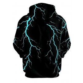 Men's Neon Pink Lightning Bolt Hoodie - Stretch Knit Pullover Sweatshirt with Adjustable Hood, Bold White Lightning Print, Machine Washable Winter Warm Coat for Gym, Streetwear & Casual Outfits - Durable Neon Glow Jacket, PLUS SIZE, Big And Tall Men Clothing, Winter Clothes For Women Plus Size, Oversized Hoodie Men, Winter Hoodies For Men, Botas De Invierno, Plus Size Pants For Men, Long Sleeve Plus Size, Chunky Sweaters, Plus Size Sweat Suit, Thick Hoodies For Women,