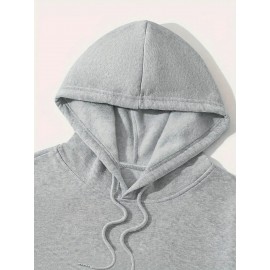 Men's Casual Hooded Sweater with Logo & 1985 Print - Oversized Brown Hoodie, Loose Fit Long Sleeve Pullover, Vintage Lettering, Machine Washable for Spring/Fall Layering (No Transparency), PLUS SIZE