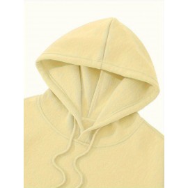 Men's Casual Hooded Sweater with Logo & 1985 Print - Oversized Brown Hoodie, Loose Fit Long Sleeve Pullover, Vintage Lettering, Machine Washable for Spring/Fall Layering (No Transparency), PLUS SIZE