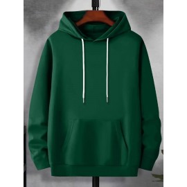 Men'S Plus Size Hoodie - Navy Pullover Sweatshirt, Regular Fit Long Sleeve Hooded Sweater for Everyday & Formal Wear, Soft Knit Fabric with Slight Stretch - Big & Tall Friendly