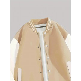 Men's Large Size Baseball Jacket with Letter 'M' Print (for Miami/other letters) - Buttonless Snap Closure, Machine-Washable Polyester Coat, Pockets - Casual Winter Outerwear for Big & Tall, Christmas Gift (No hat Included), PLUS SIZE
