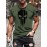 Men's Patriotic 3D Skull Print T-Shirt, Oversized Royal Blue Casual Summer Top with American Flag Design, Crew Neck Short Sleeve- Ideal Valentine's Day Gift for Boyfriend, Skull American Flag Clothing, Large Size, PLUS SIZE
