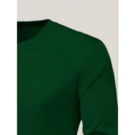 2pcs Men's Heavyweight 95% Polyester/5% Spandex Oversized Long Sleeve T-Shirt Set - Soft Stretch Round Neck Casual Layering Shirts in Green & Grey, Solid Color Winter Warmth, Comfortable Casual Attire, Plus Size Available (Machine Washable) - Ideal for Fall & Winter Layering Essentials (Casual & Formal Outfits) - Versatile Matching Outfits for Men, Relaxed Fit, Durable & Easy Care, Long Sleeve T Shirts for Men, Mens Plus Size T Shirt, Printed T Shirts for Men, PLUS SIZE