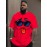 Men'S Big & Tall T-Shirt - Red Casual Everyday Shirt with Funny Face Graphic, Soft Polyester Blend Fabric - Machine Washable Plus Size Tee for Everyday & Party Wear - Non-Linen Texture Casual Top, Spring Autumn Apparel, Playful Graphic Shirt, Comfortable Fit Shirt, PLUS SIZE