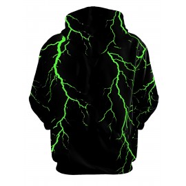 Men's Neon Pink Lightning Bolt Hoodie - Stretch Knit Pullover Sweatshirt with Adjustable Hood, Bold White Lightning Print, Machine Washable Winter Warm Coat for Gym, Streetwear & Casual Outfits - Durable Neon Glow Jacket, PLUS SIZE, Big And Tall Men Clothing, Winter Clothes For Women Plus Size, Oversized Hoodie Men, Winter Hoodies For Men, Botas De Invierno, Plus Size Pants For Men, Long Sleeve Plus Size, Chunky Sweaters, Plus Size Sweat Suit, Thick Hoodies For Women,
