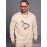 Men'S Loose Fit Sweatshirt - White Pullover with Minimalist Graphic, Soft Polyester Long Sleeve Shirt for Everyday & Formal Wear, Machine Washable Winter Sweater for Men, Sweater, Casual Wear, Korean Fashion, Durable Construction, Printed Top, Streetwear Lovers, PLUS SIZE