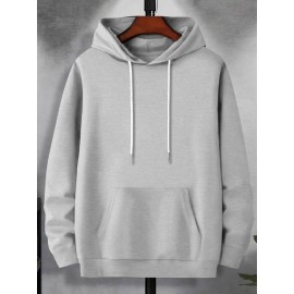 Men'S Plus Size Hoodie - Navy Pullover Sweatshirt, Regular Fit Long Sleeve Hooded Sweater for Everyday & Formal Wear, Soft Knit Fabric with Slight Stretch - Big & Tall Friendly